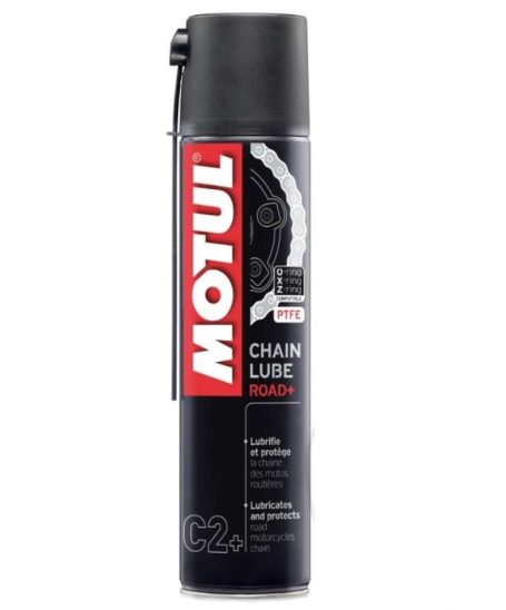 Kettenspray in schwarzer Spraydose, Marke Motul 400 ml, zur Pflege von Ketten.