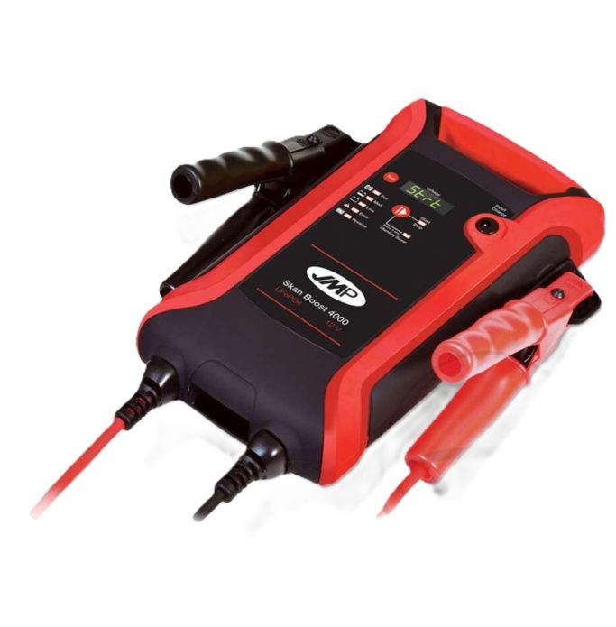 Leistungsstarke JMP Skan Boost 4000 12V Starthilfe mit Profi-Polklemmen.